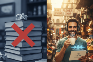 A student learning Arabic using Neural Pattern Priming and the Familiarity Principle in a Damascus Bazaar setting.